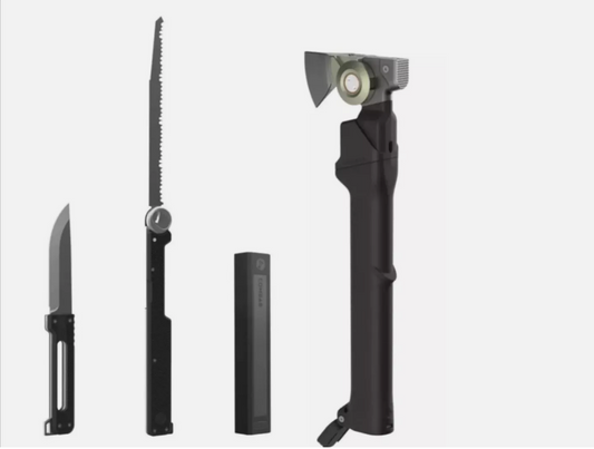 4-in-1 Survival Tool Kit: Saw, Hammer, Axe, and Knife for Ultimate Versatility